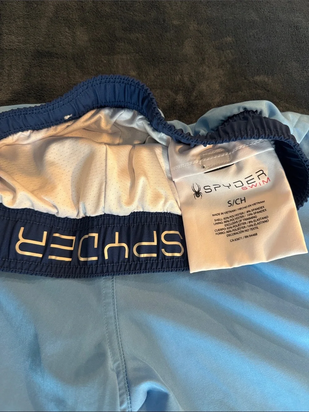 Spyder Light Blue Swim Shorts with Navy Trim